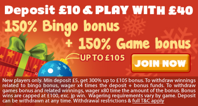 Jingle Bingo: Deposit £10 and Play With £40