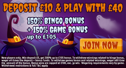 Scary Bingo: Deposit £10 and Play with £40