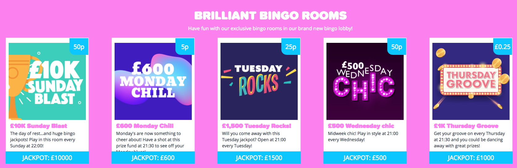 YAY Bingo Jackpot rooms
